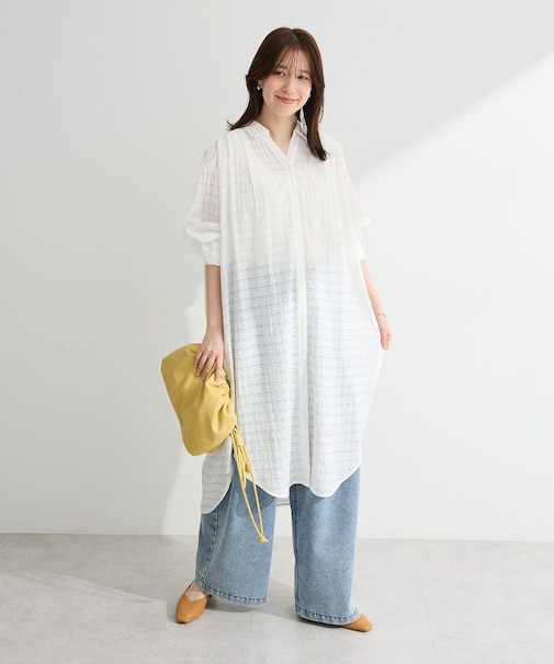 シアーチェックシャツワンピース