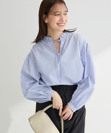 2wayフリルハイネックブラウス