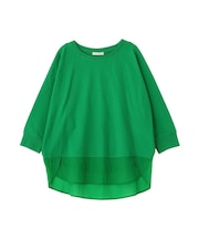 七分袖ドルマン裏毛シアードッキングプルオーバー