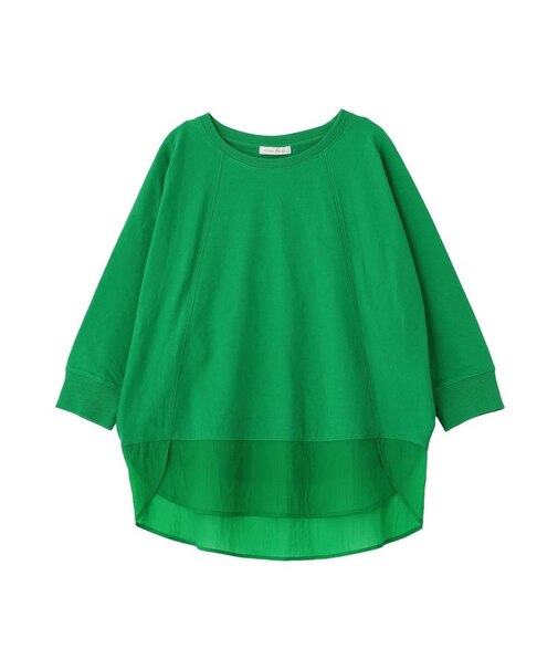 七分袖ドルマン裏毛シアードッキングプルオーバー