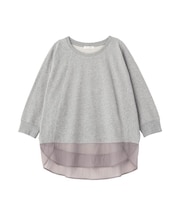 七分袖ドルマン裏毛シアードッキングプルオーバー