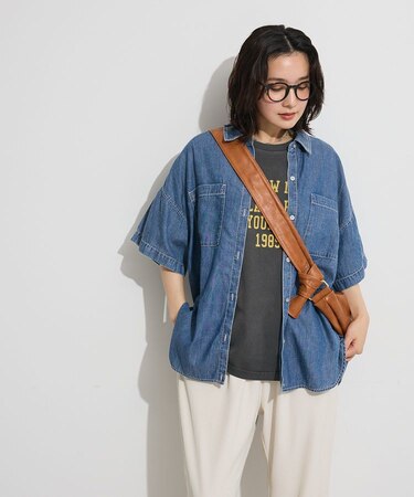 半袖シアーデニムシャツ