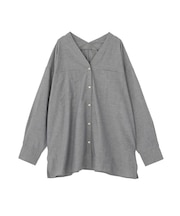 綿麻混Vネックオーバーサイズシャツ