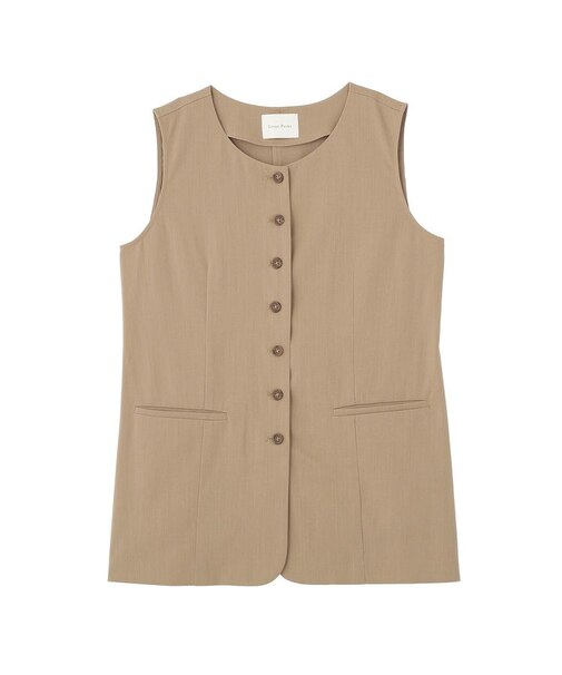 クルーネック多釦ジレ