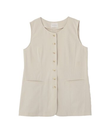 クルーネック多釦ジレ