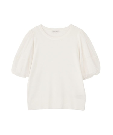 チュールボリュームスリーブニットプルオーバー