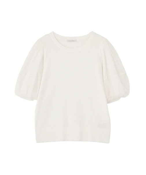 チュールボリュームスリーブニットプルオーバー