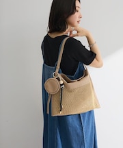 【2SET】ポーチチャーム付き雑材トートバッグ