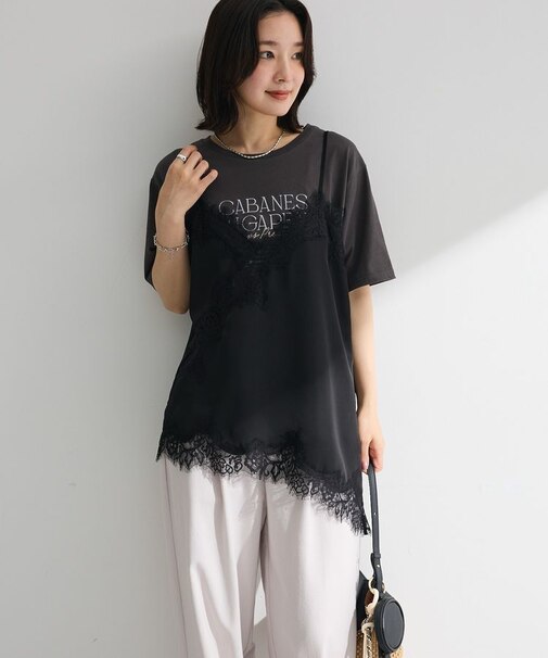 レースドッキングサテンビスチェ