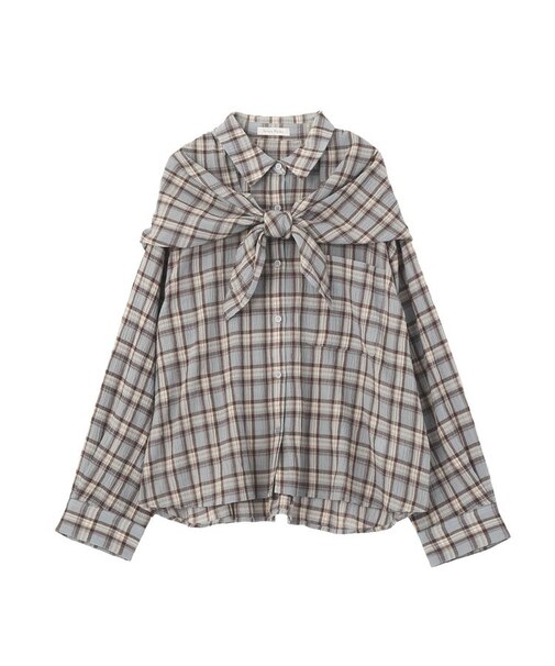 スカーフ付チェックシャツ