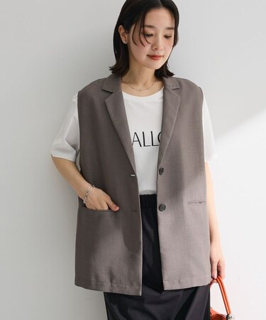 メッシュフレンチスリーブジレ