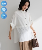【適ON】遮熱タック五分袖シャツ
