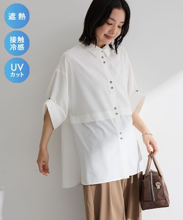 【適ON】遮熱タック五分袖シャツ