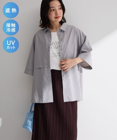 【適ON】遮熱タック五分袖シャツ
