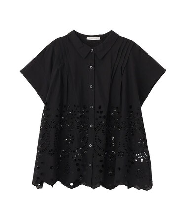 スカラップ刺しゅうブラウス