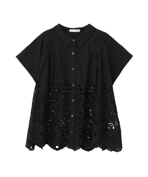 スカラップ刺しゅうブラウス