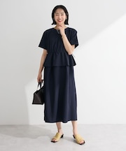 表面感ペプラムレイヤードワンピース