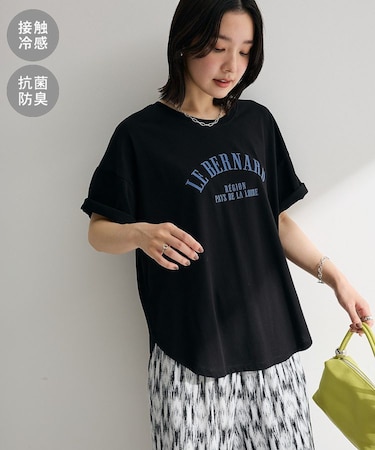 裾ラウンド機能ロゴTシャツ