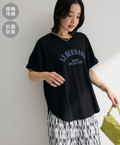 裾ラウンド機能ロゴTシャツ