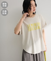 裾ラウンド機能ロゴTシャツ