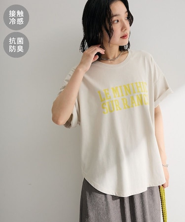 裾ラウンド機能ロゴTシャツ
