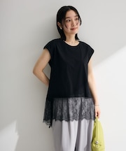 裾レースイレヘムフレンチTシャツ