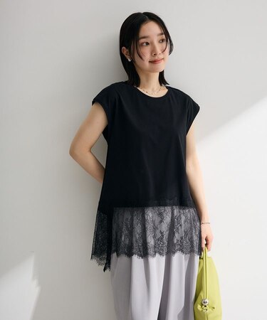 裾レースイレヘムフレンチTシャツ