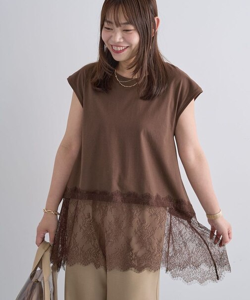 裾レースイレヘムフレンチTシャツ