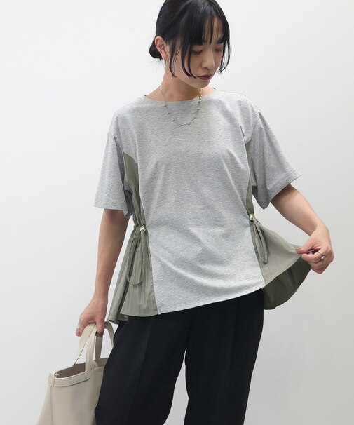 異素材ドッキングプルオーバー