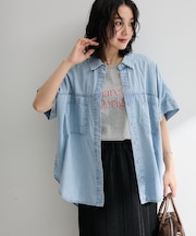シアーデニム2WAYビックドルマンシャツ