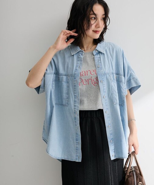 シアーデニム2WAYビックドルマンシャツ