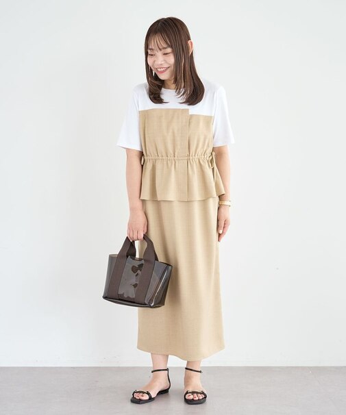 異素材ドッキングワンピース