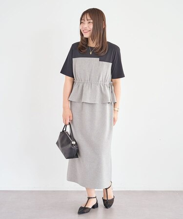 異素材ドッキングワンピース