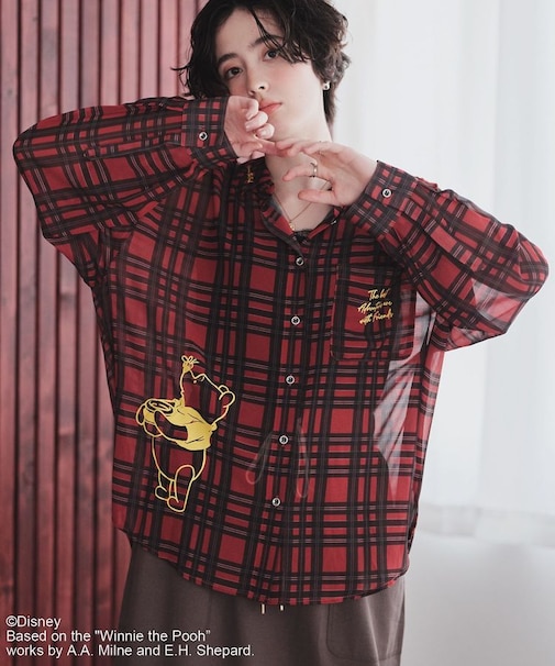 Winnie the Pooh/シアーチェックシャツ