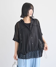 表面感裾ドロストシャツ