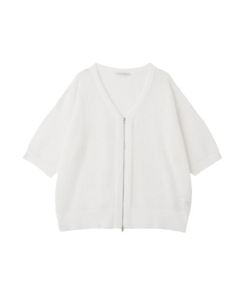 メッシュ5分袖ZIPカーディガン