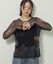 【WEB限定】フラワープリントシアーロンTEEⅡ