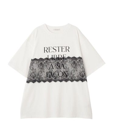 レースドッキングオーバーサイズロゴTシャツ