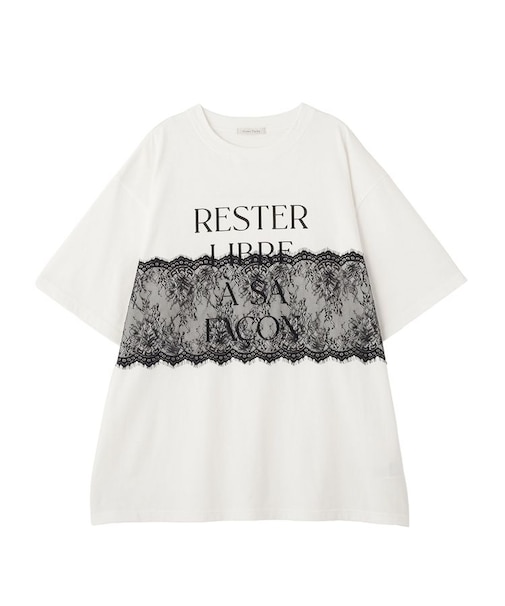レースドッキングオーバーサイズロゴTシャツ
