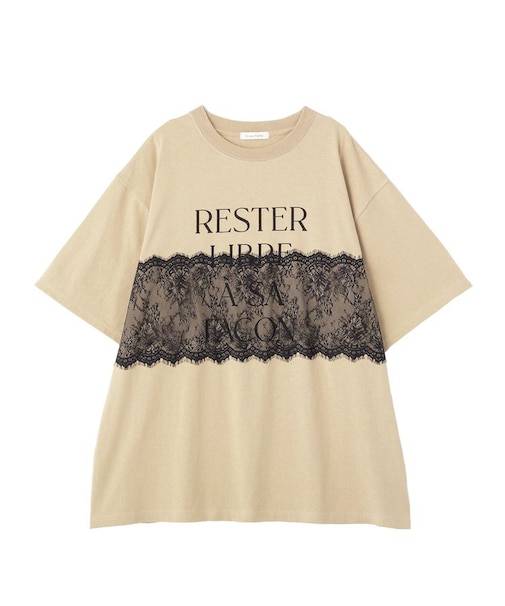 レースドッキングオーバーサイズロゴTシャツ
