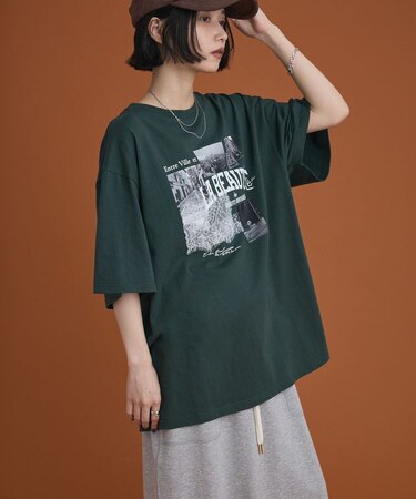 レースドッキングオーバーサイズロゴTシャツ