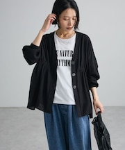 Vネック切替リブドッキングシャツ