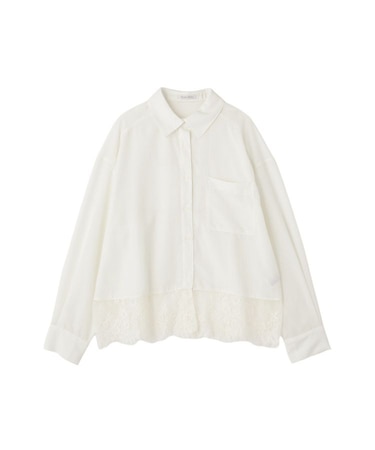 裾レースドッキングシャツ