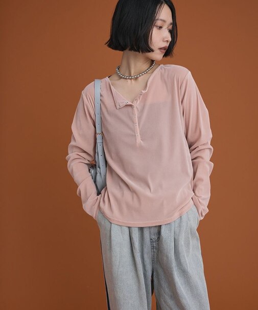 ヘンリーネックシアーベロアプルオーバー