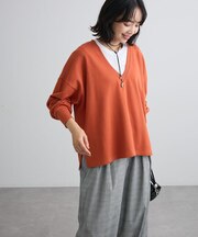 深Vネック裏毛プルオーバー