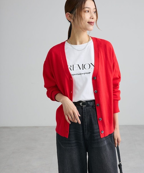 カシミヤ混Vネックカーディガン