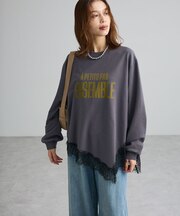 レースドッキングロゴ裏毛プルオーバー