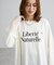 袖レースドッキング長袖ロゴTシャツ