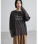 袖レースドッキング長袖ロゴTシャツ