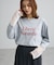 袖レースドッキング長袖ロゴTシャツ